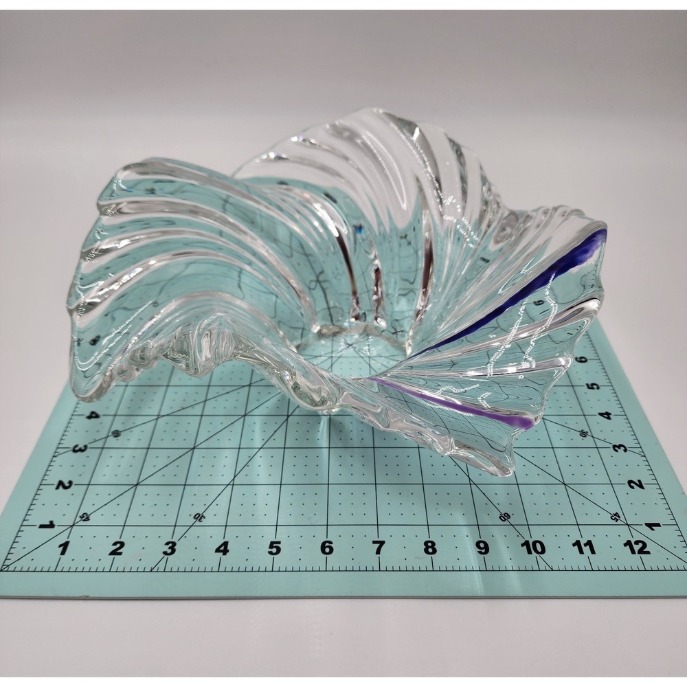 Mikasa Belle Epoque Clear Crystal/Blue Glass Wave Swirl Bowl Centerpiece Dish - Picture 16 of 16